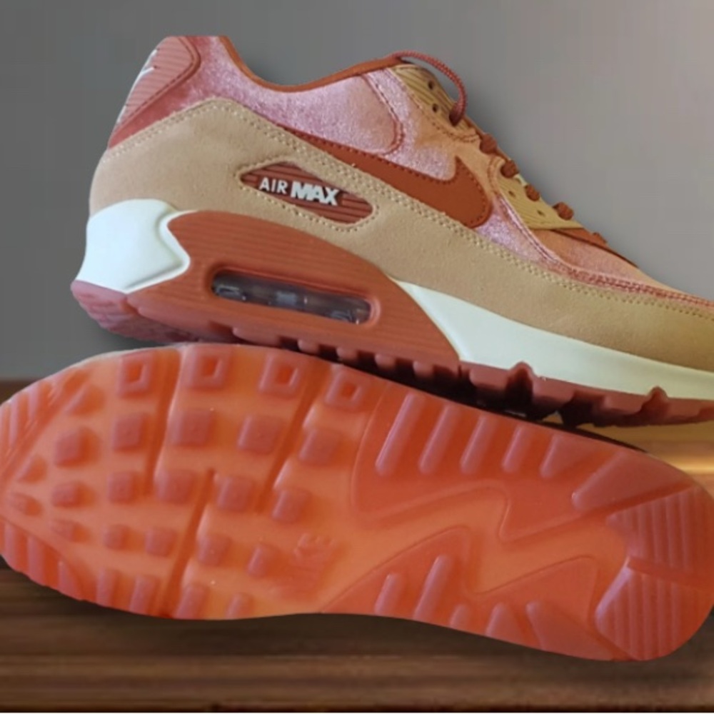 Nike Women's Air Max Suede Sneakers in Pink and Tan with Coral Sole size 9